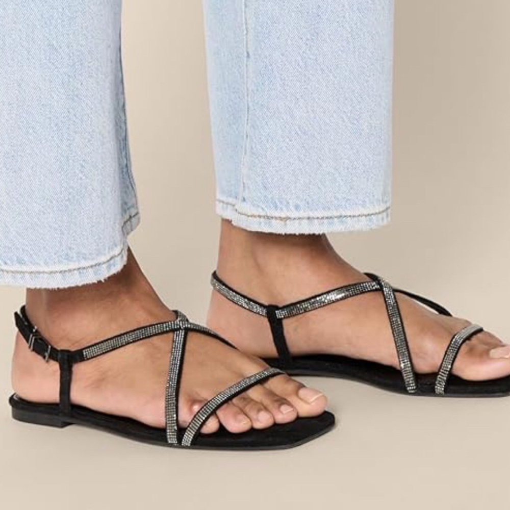 Amazon Essentials Black Strappy Sandals with Silv… - image 8